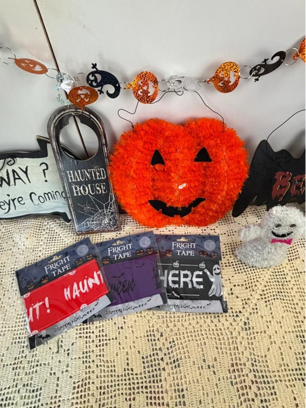 Halloween Decorations Bundle Pumpkin Ghost Haunted House Fright Garland Signs